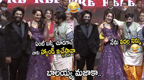 See How Balakrishna Making Fun With Prajya Jaiswal Infront Of Allu