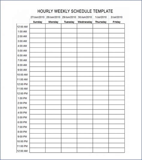 Free Printable Hourly Schedule Template Templateral Daily