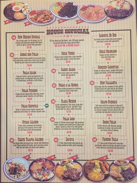 Menu At Pancho Villa Restaurant Madrid