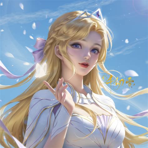 The Big Imageboard Tbib 1girl Absurdres Arm Up Blonde Hair Blue Eyes Blue Sky Breasts Douluo