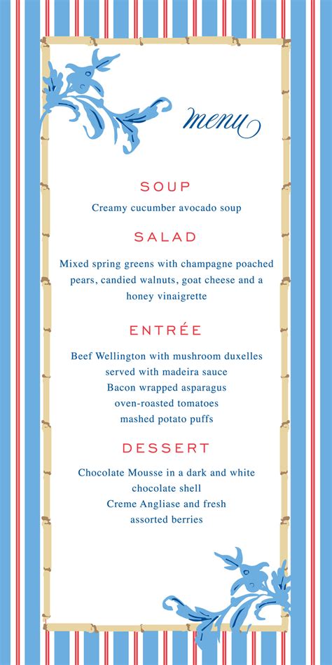 Red Blue Stripe Menu – Sweet Caroline Designs