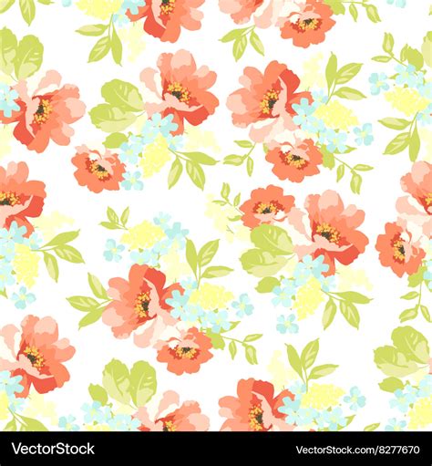 Floral Seamless Pattern With Pink Flowers Vector Image