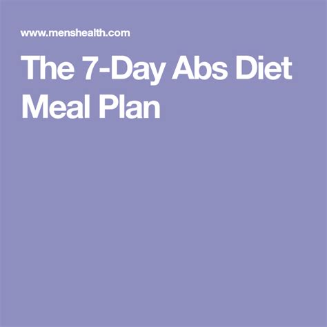 The 7 Day Abs Diet Meal Plan Ab Diet Diet Meal Plans Meal Planning