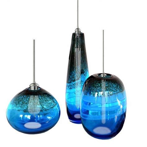 Modern Blown Blue Glass Shade Pendant Lighting 12016 Modernhomedecorkitchen Glass Shade