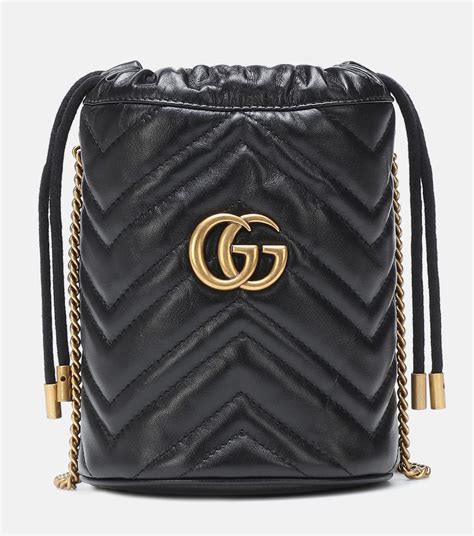 Gg Marmont Mini Leather Bucket Bag In Black Gucci Mytheresa