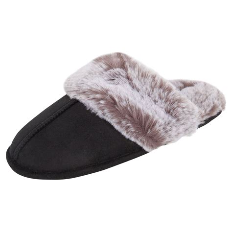 Jessica Simpson Comfy Faux Fur Womens House Slipper Scuff Memory Foam