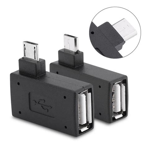 2pcs 90 Degree Left Right Angled USB 2 0 Female To Male Micro OTG