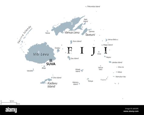 Fiji Political Map With Capital Suva Republic Archipelago And Island