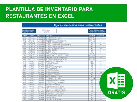 Hoja De Inventario Para Restaurantes Plantilla Excel Gratis Hot Sex