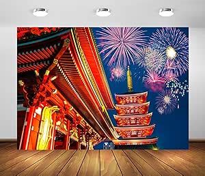 Amazon Beleco X Ft Fabric Japanese Temple Backdrop Fireworks