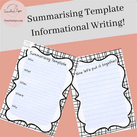 Summarising Template Informational Writing Australian Teachers Marketplace