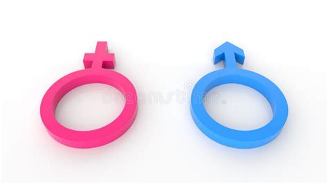 Gender Symbols Neon Lights And Black Background 3d Rendering Stock