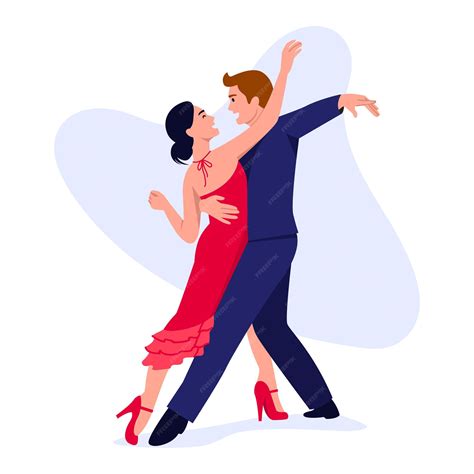 Ilustración vectorial de bailarines de tango escena de dibujos animados