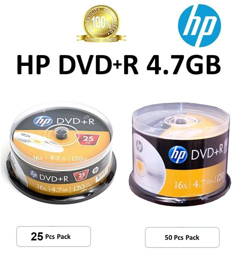 HP DVD R Disc 25pcs 50pcs With Cake Box 120MIN 4 7GB DVDR DVD R Lazada