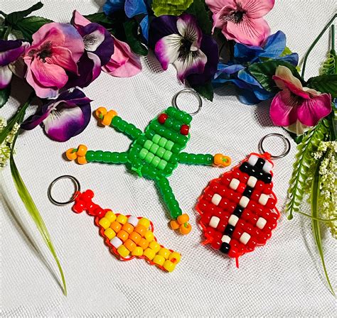 Frog Lizard Ladybug Pig Pony Kandi Bead Keychains Etsy