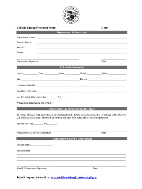 Fillable Online Edit Cookcountyil GovsitesgVehicle Salvage Request Form