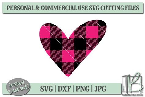 Buffalo Plaid Heart Svg File Valentines Svg File So Fontsy