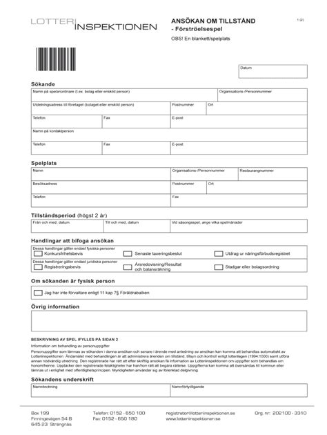 Fillable Online Ans Kan Om Tillst Nd Lotteriinspektionen Fax Email