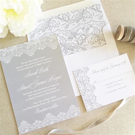 Elegant Lace Wedding Invitation Flat Printing Lace Wedding