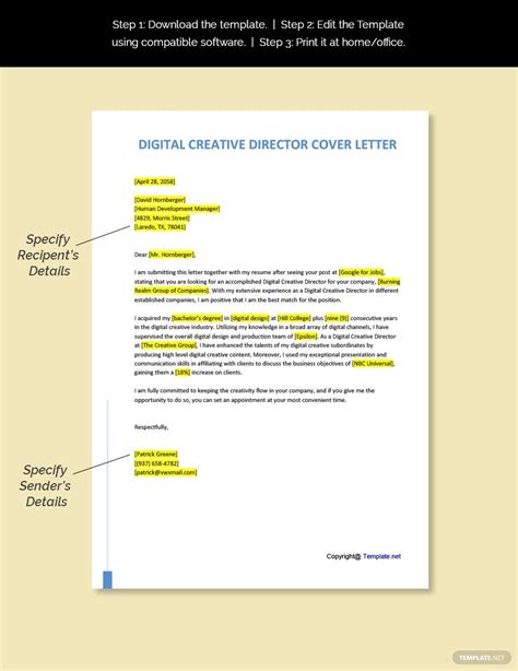 Digital Creative Director Cover Letter Template Google Docs Word Artofit