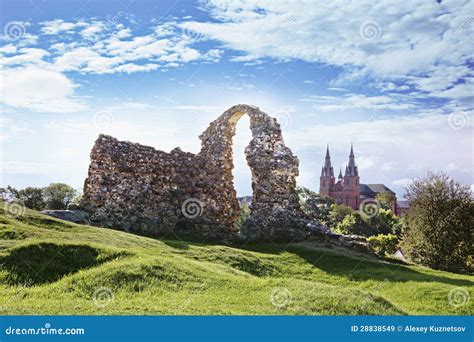 Ruins Of The Rezekne Castle Hill Latvia Stock Image Image Of Cloud