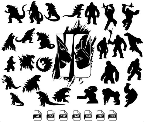 Godzilla Vs Kong Svg Eps Pdf Png Cricut Ai Dxf File Etsy