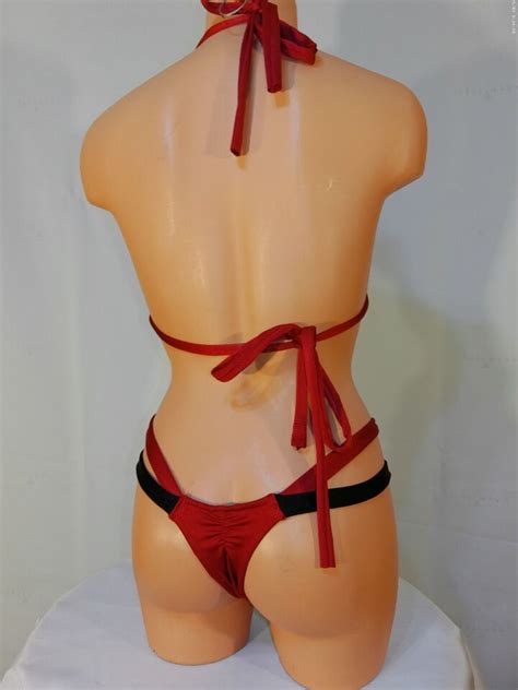Exotic Dancer Stripper Medium Red Black Two Piece Bikini Dance Outfit Dancewear EBay
