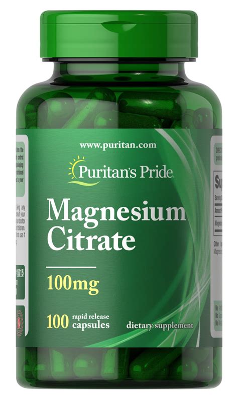 Magnesium Citrate 100 Mg 100 Capsules 15215 Puritan S Pride