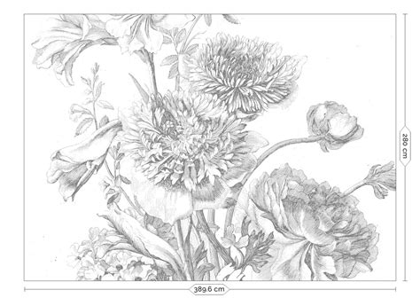 Wall Murals Black And White Flowers Engraved Flowers Wp Kek Amsterdam