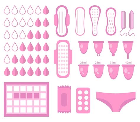 Feminine Menstrual Period Hygiene Products Flat Info Poster With Sanitary Pads Gaskets Tampons