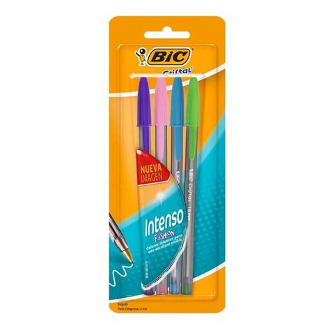 Bolígrafo Bic Cristal Punto Grueso de Colores 4 Piezas Walmart