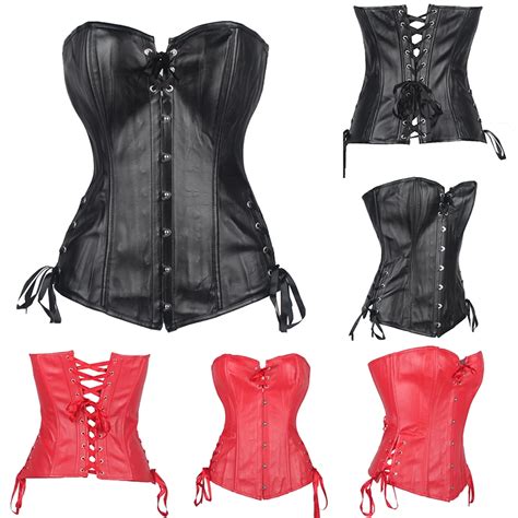 Hot Sale Lovely Pure New Women PU Corset Overbust Sexy Bustier Lace Up