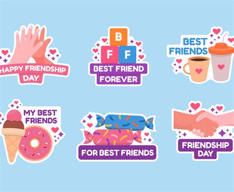 World Friendship Day Celebration Stickers Collection Set