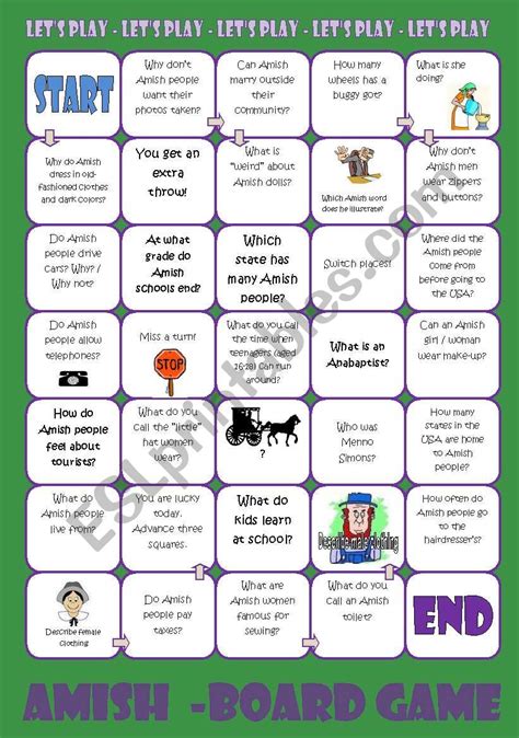 Amish Board Game ESL Worksheet By Mulle