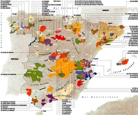 Mapa Actualizado De Las Denominaciones De Origen De Los Vinos De España