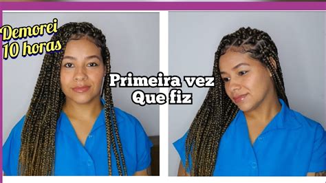 como faz trança Box Braids sozinha em casa primeira vez que fiz