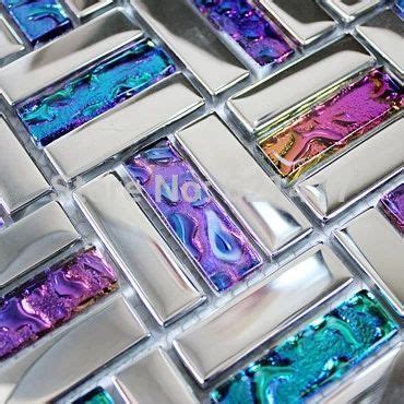 Iridescent Seven Color Symphony Crystal Glass Mixed Stainless Steel