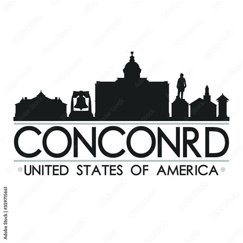 Concord Skyline Silhouette Design City Vector Art Famous Buildings Stock Vector | Adobe Stock