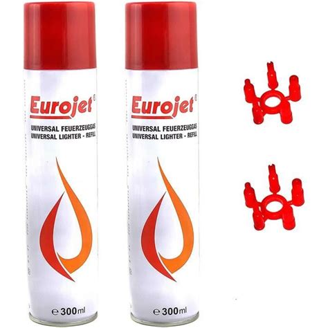 Eurojet Lot de 2 briquets à gaz universels avec adaptateur dans le