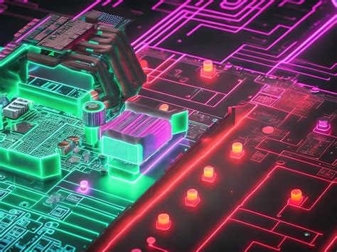 Premium Photo A Futuristic Computer Circuit Board With Neon Light