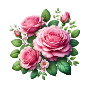 Un Dibujo De Rosas Rosadas Con Hojas Verdes Y Png Dibujos Un Dibujo De