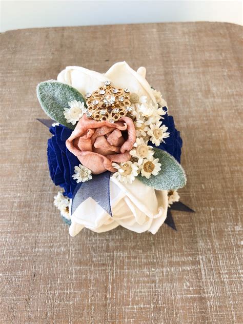 Bling It up Collection Wood Flower Boutonnière or Diamond Etsy