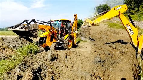 Amazing Jcb 3dx Machine Working On Dry River Working For River Dam