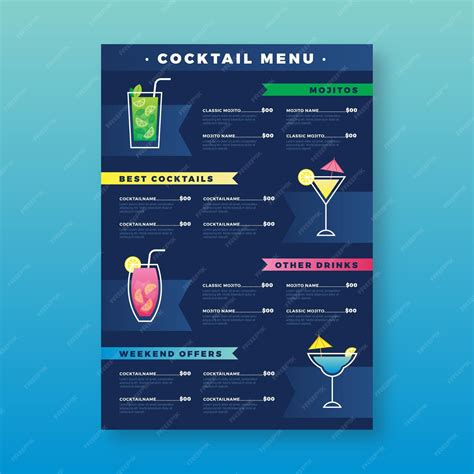 Free Vector Cocktail Menu Template