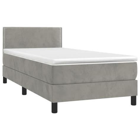 Omabeta Lits Cadres De Lit Lit Sommier Tapissier Et Matelas Gris