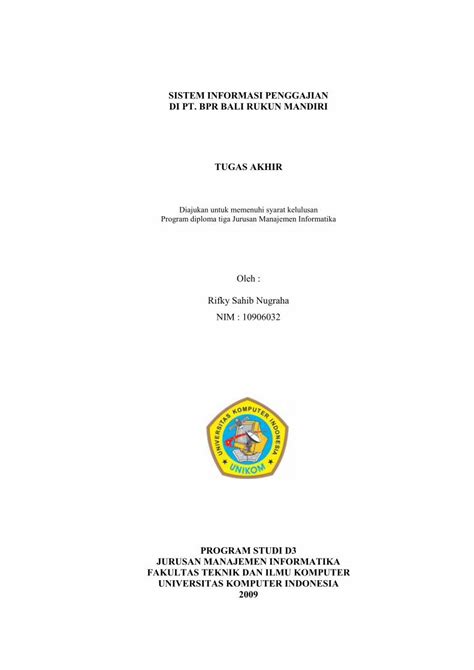 Pdf Sistem Informasi Penggajian Di Pt Bpr Bali Elib Unikom Ac Id