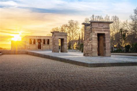 Temple Of Debod At Sunset Ancient Egyptian Temple At La Montana Park