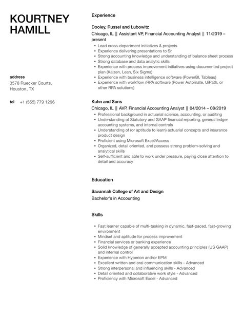 Financial Accounting Analyst Resume Samples Velvet Jobs