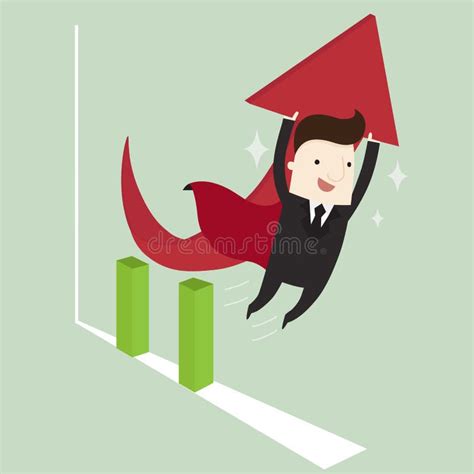 Graph Going Up By Superhero Stock Vector Illustration Of Person