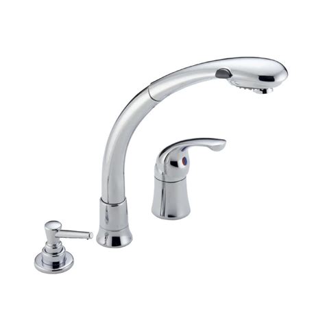 Delta Waterfall Chrome Single Handle Kitchen Faucet With Pull Out Spray At